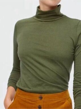 J. Crew green Tissue Turtleneck Top